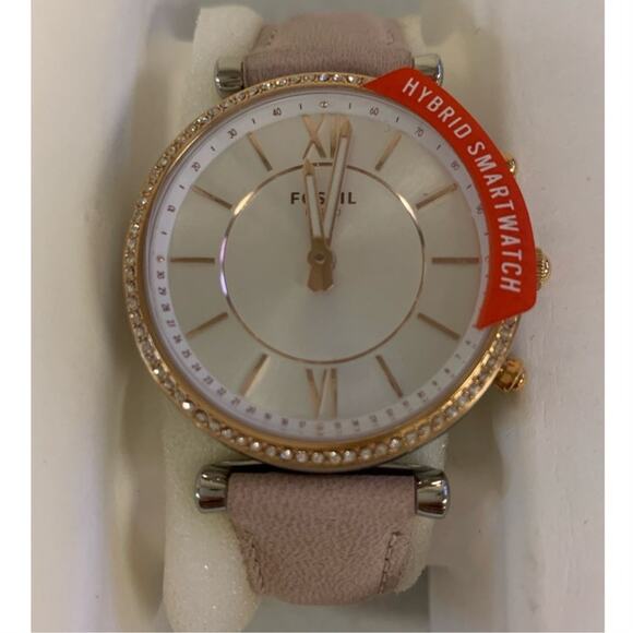 Fossil Watch Carlie Hybrid Smart Watch FTW5039 Ladies Blush Leather - Picture 1 of 9
